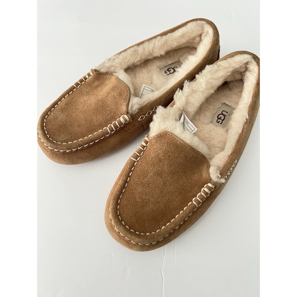 UGG Ansley Chestnut Suede Moccasin Slippers Womens Loafers Slip On Size 8